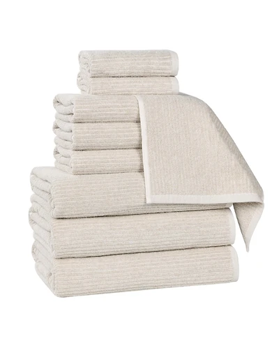 Superior Destin Viscose Blend Absorbent Quick Dry Solid Ribbed Design -Piece Towel Set