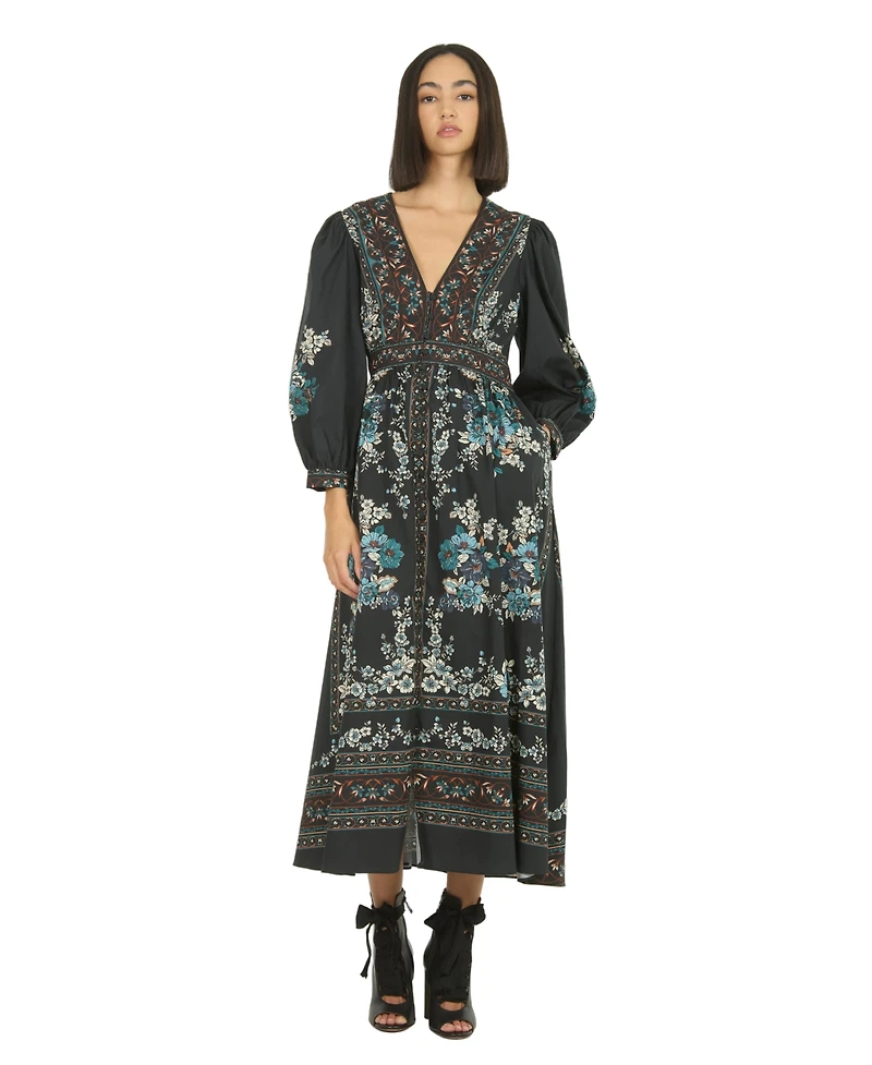 Super Natural by Secret Mission Women's Long Sleeve Knit Fit and Flare Midi Dress