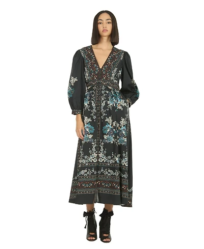 Super Natural by Secret Mission Women's Long Sleeve Knit Fit and Flare Midi Dress