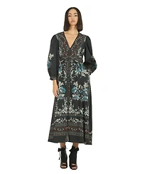 Super Natural by Secret Mission Women's Long Sleeve Knit Fit and Flare Midi Dress