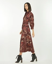 Super Natural by Secret Mission Women's Denim Button Front Belted Midi Shirt Dress with Pockets