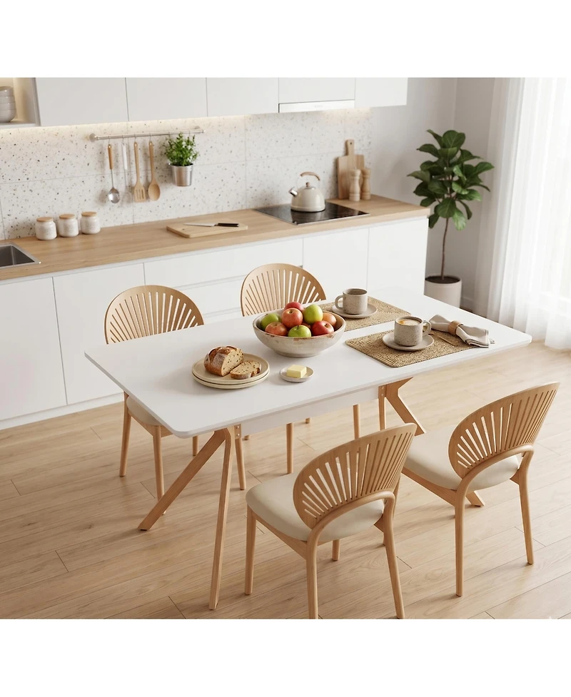 Flynama Modern Minimalist Dining Table with Mdf Top and Metal Legs