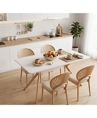 Flynama Modern Minimalist Dining Table with Mdf Top and Metal Legs