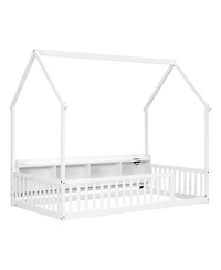 Streamdale Furniture Twin House Floor Bed with Storage, Led and Charging Station