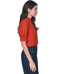 Tommy Hilfiger Women's Mock Neck Short-Sleeve Dot-Print Blouse