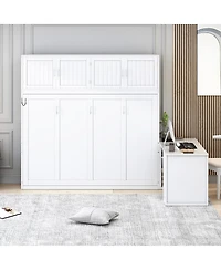 Streamdale Furniture Queen Murphy Bed with Desk, Storage Shelves and Cabinets