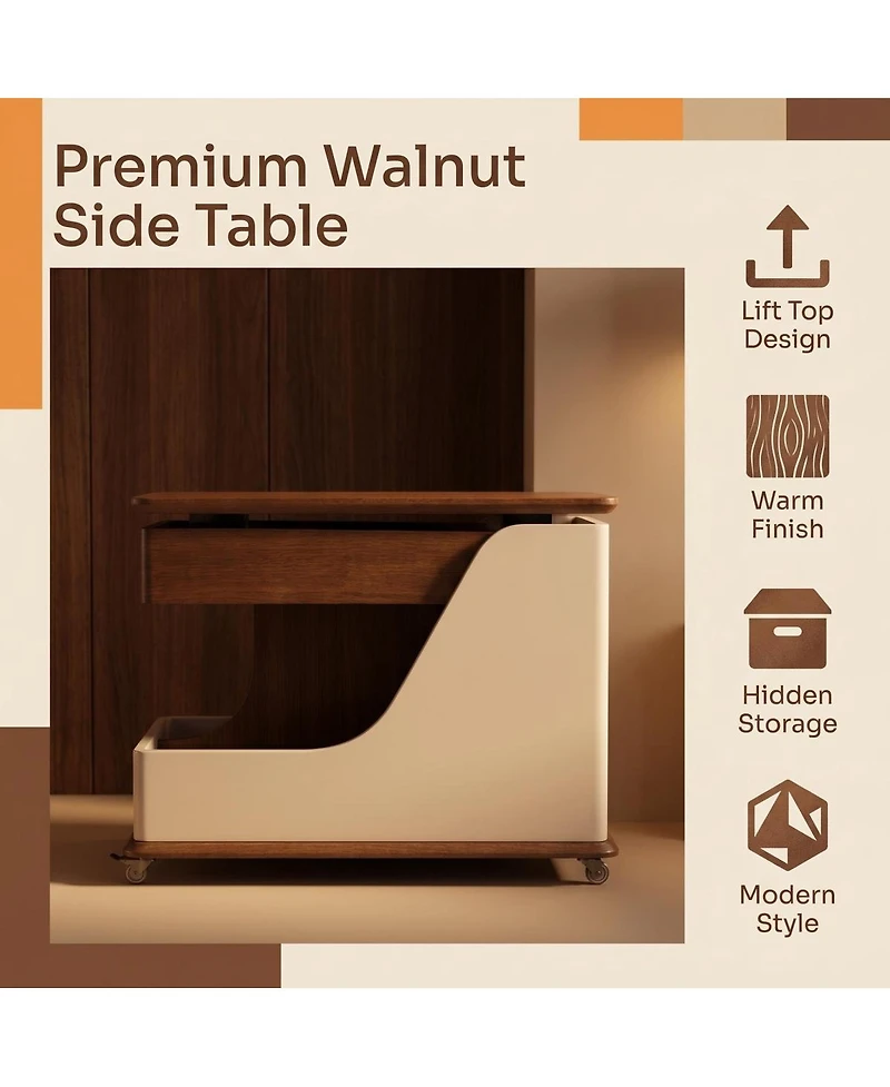 Streamdale Furniture Adjustable Height Portable Side Table with Storage
