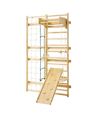 Slickblue 8 in 1 Swedish Ladder Wall Gym with Slide and Swing