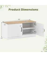 Sugift 2-Door Shoe Storage Bench with Adjustable Shelves and 300 Pound Seating Top for Entryway