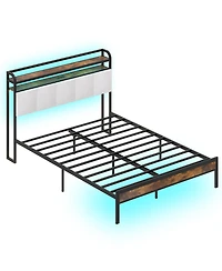 Slickblue Modern Bed Frame with Led Lighting and Charging Station