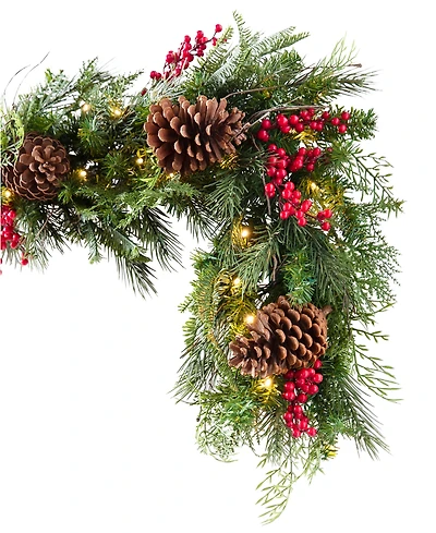 Balsam Hill 10 ft Outdoor Red Berry Pine Pre-Lit Garland