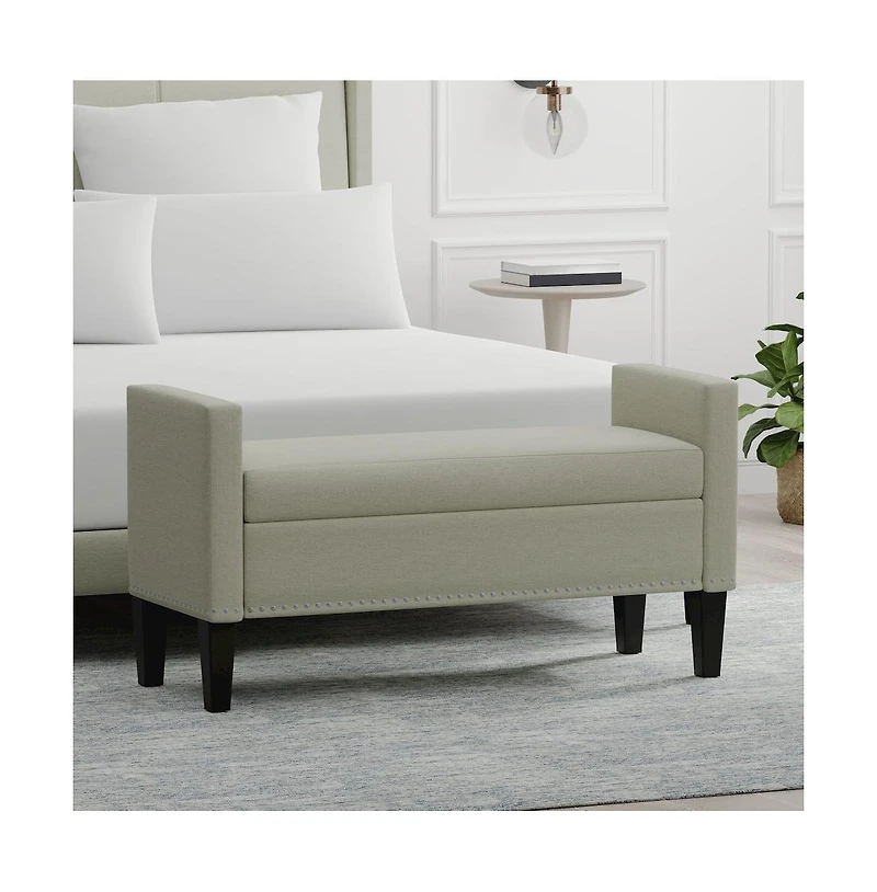 Glenwillow Home Storage Bench with Arms, Nailhead Trim