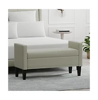Glenwillow Home Storage Bench with Arms, Nailhead Trim