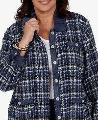 Alfred Dunner Plus Tweed Plaid Jacket