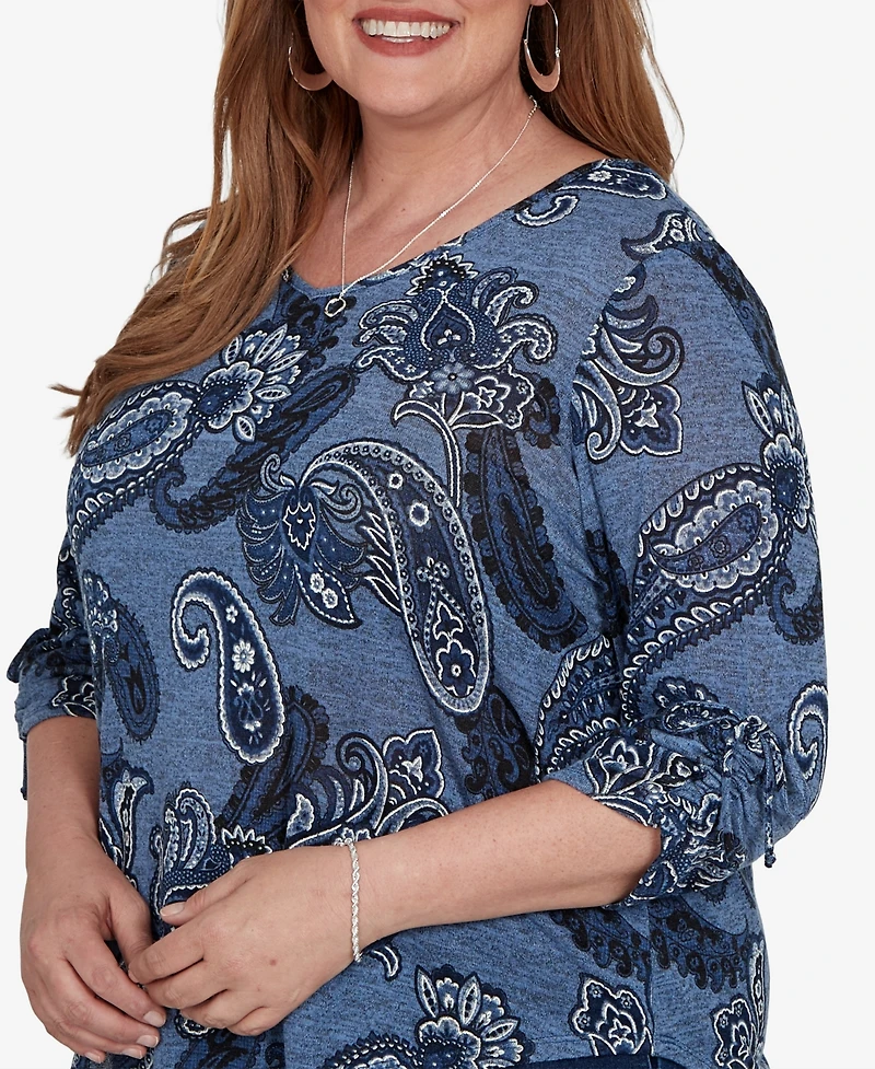 Alfred Dunner Plus V-Neck 3/4-Sleeve Asymmetric Hem Blouse