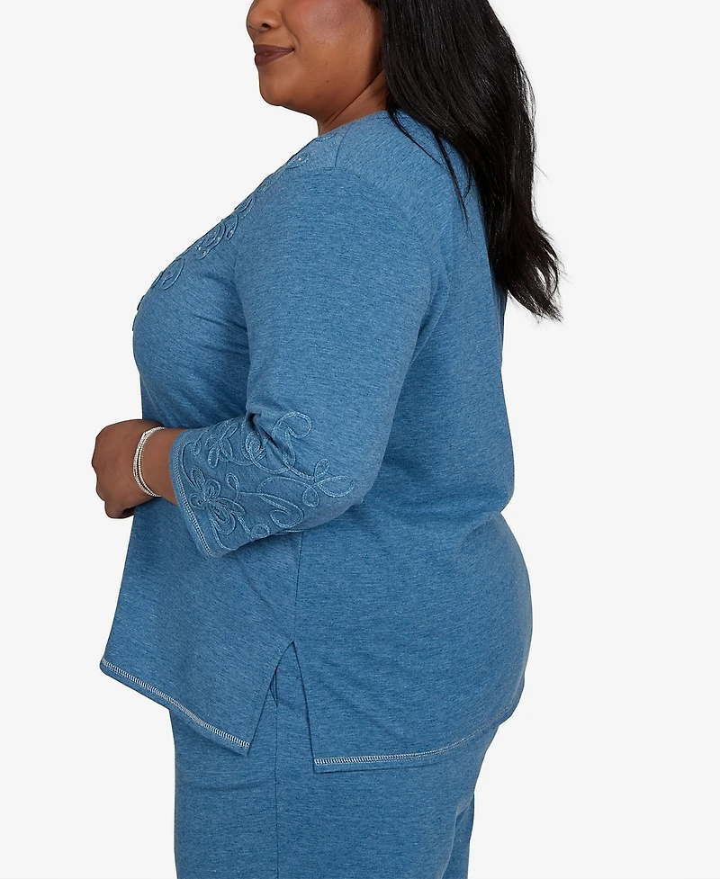 Alfred Dunner Plus 3/4-Sleeve Henley Top