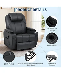 Gaomon Electric Power Lift Recliner Chair with Heat and 8-Point Massage, Pu Leather