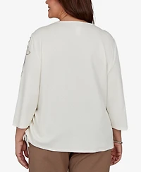 Alfred Dunner Plus Floral 3/4-Sleeve Top