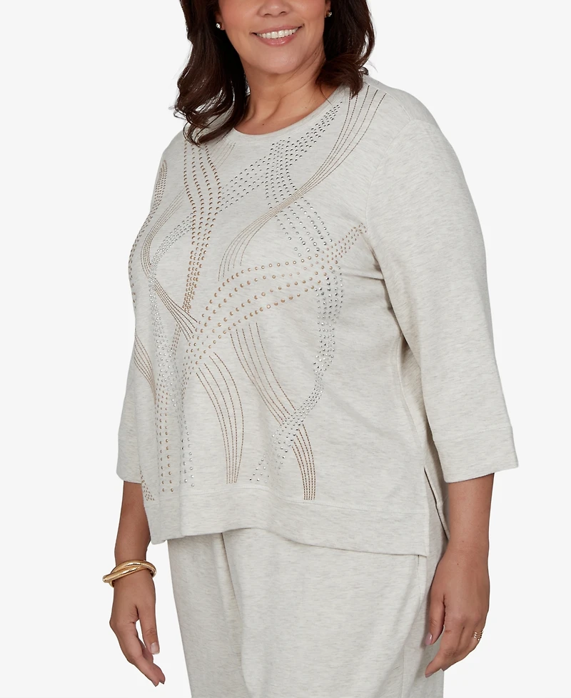 Alfred Dunner Plus 3/4-Sleeve Crewneck Knit Top