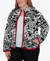 Alfred Dunner Plus Stand Collar Zipper-Front Short Jacket