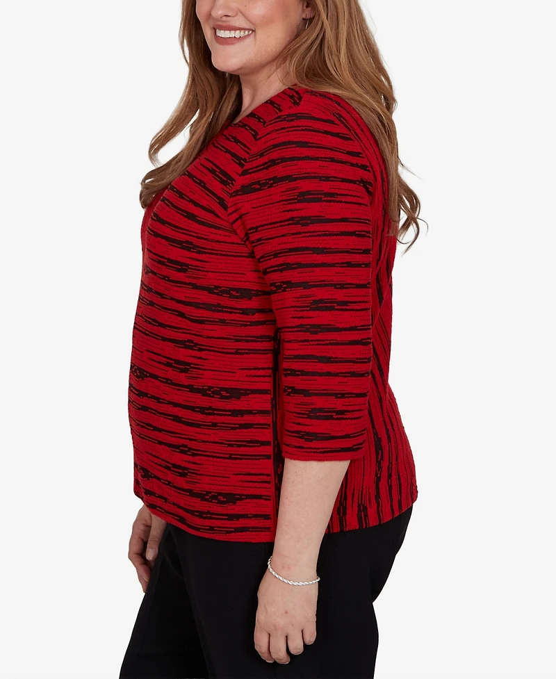 Alfred Dunner Plus Keyhole Neck Print 3/4-Sleeve Blouse