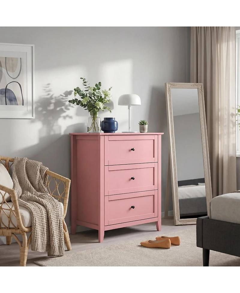 Gaomon 3-Drawer Dresser, 27.6" Modern Bedroom Storage Cabinet with Lacquered Finish, Metal Knobs for Nursery, Living Room or Apartment
