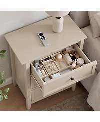 Gaomon 27.5" Khaki 3-Drawer Dresser with Lacquered Finish and Gold Knobs, Modern Nightstand