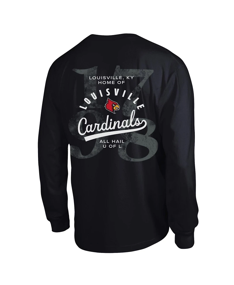 Champion Men's Louisville Cardinals Laminated All-Star Long-Sleeve Screen-Print Graphic Relaxed-Fit T-Shirt