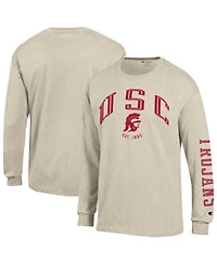 Champion Men's Usc Trojans Neutral Arch Long-Sleeve Classic Fit Crewneck T-Shirt