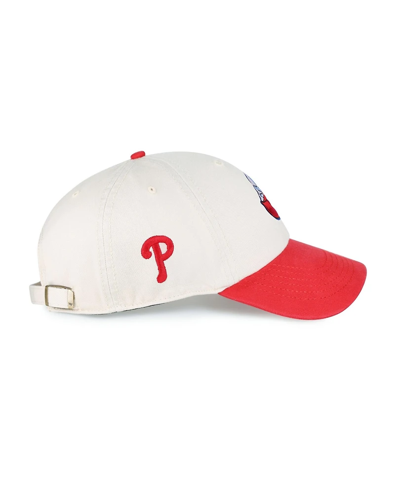 '47 Brand Men's Natural Philadelphia Phillies Single Swirl Ice Cream Helmet 2.0 Clean Up Adjustable Hat