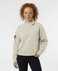 Champion Women's New Jersey Devils Collar Script Triumph Fleece Pullover Crewneck Sweatshirt