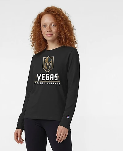 Champion Women's Vegas Golden Knights Wordmark Lockup Long-Sleeve Crewneck T-Shirt