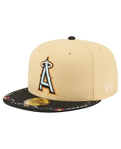 New Era Men's Light Beige Los Angeles Angels Two-Tone Embroidered Visor 59FIFTY Fitted Hat