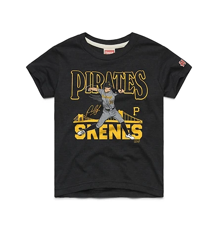Homage Big Boys and Girls Paul Skenes Charcoal Pittsburgh Pirates Player Graphic Tri-Blend T-Shirt