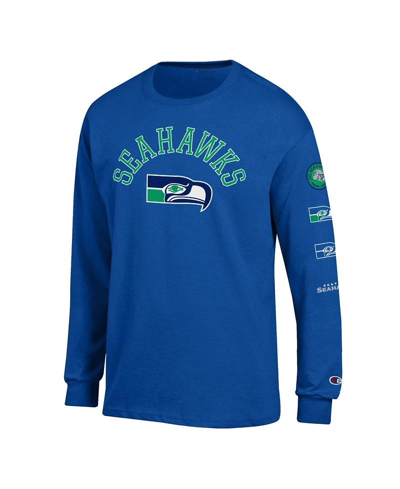 Champion Men's Seattle Seahawks Long-Sleeve Crewneck Jersey T-Shirt