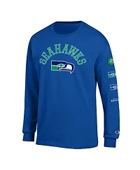 Champion Men's Seattle Seahawks Long-Sleeve Crewneck Jersey T-Shirt