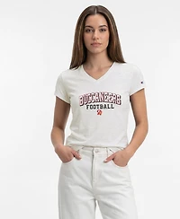 Champion Women's Tampa Bay Buccaneers Triumph Tri-Blend V-Neck Distressed Screen Print T-Shirt