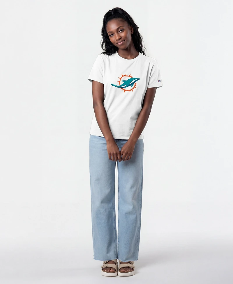 Champion Women's Miami Dolphins Crewneck Logo T-Shirt