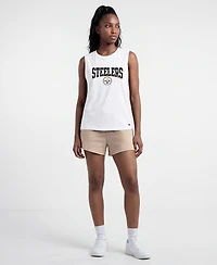 Champion Women's Pittsburgh Steelers Distressed Crewneck Cotton-Blend Tank Top