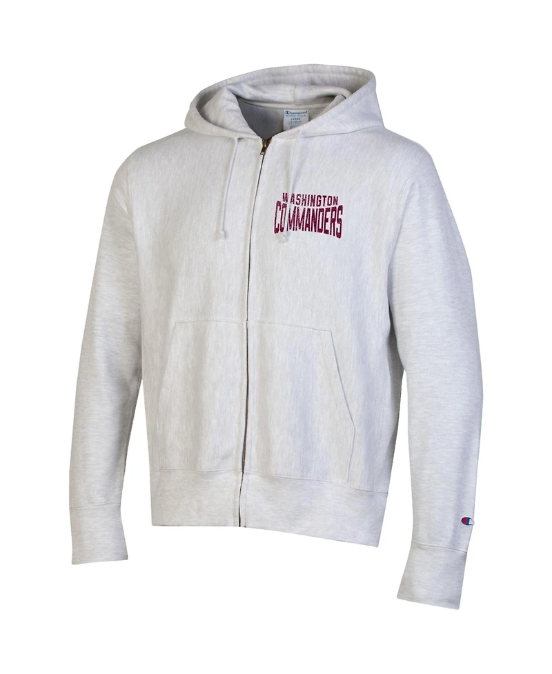Champion Men's Heather Gray Washington Commanders Reverse Weave Full-Zip Hoodie