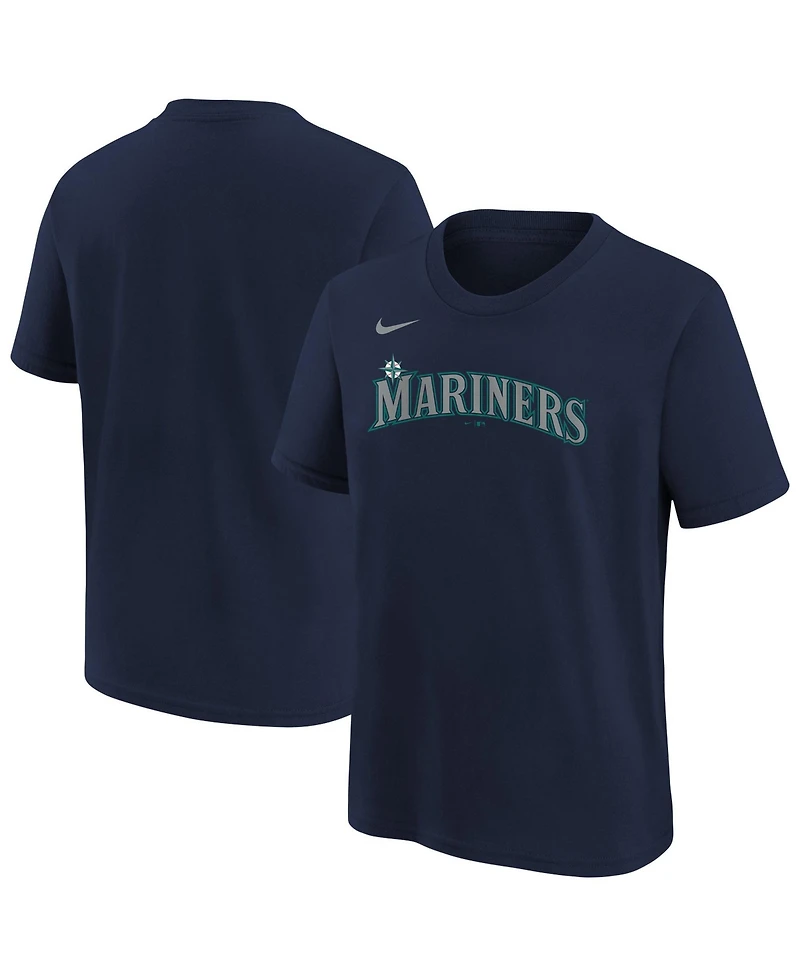 Nike Big Boys and Girls Athletic Navy Seattle Mariners Wordmark T-Shirt