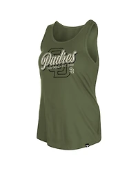 New Era Women's San Diego Padres 2026 Armed Forces Day Distressed Screen Print Graphics Tank Top