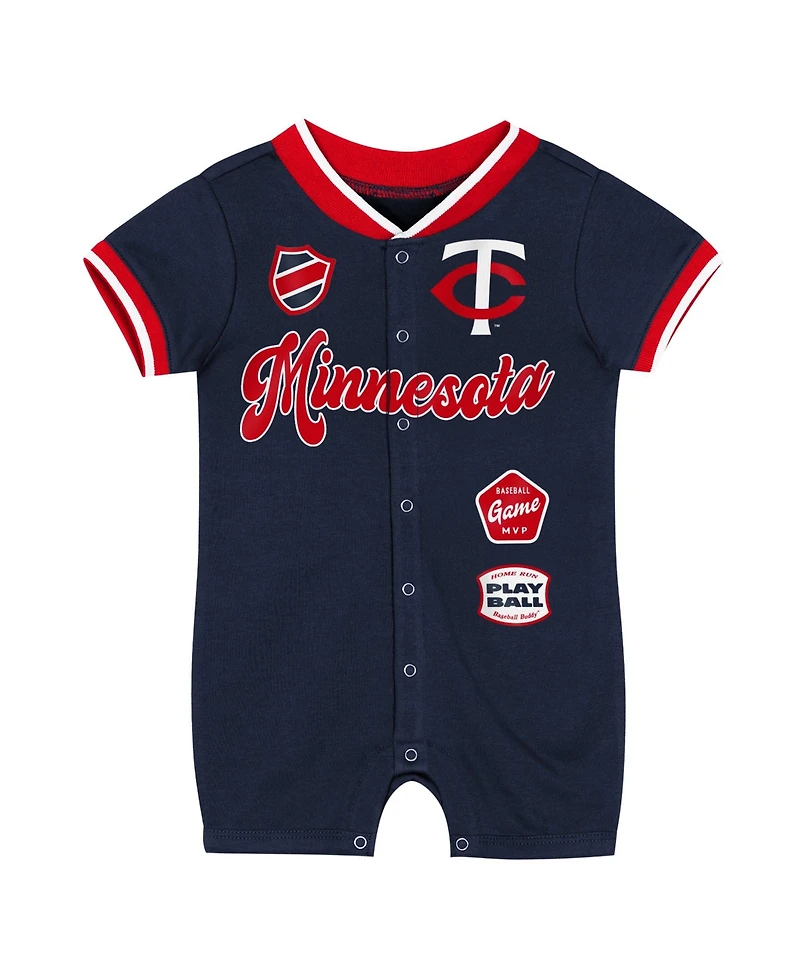 Outerstuff Baby Boys and Girls Navy Minnesota Twins Pinch Coverall Shorts
