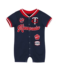 Outerstuff Baby Boys and Girls Navy Minnesota Twins Pinch Coverall Shorts