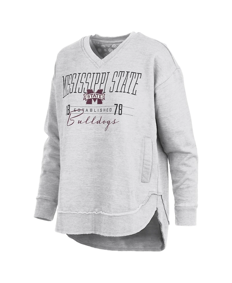Pressbox Women's Mississippi State Bulldogs Marcus East Hall Poncho Graphic Fleece-Lined V-Neck Sweatshirt