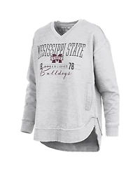 Pressbox Women's Mississippi State Bulldogs Marcus East Hall Poncho Graphic Fleece-Lined V-Neck Sweatshirt