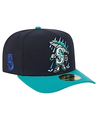 New Era Men's Navy/Teal Seattle Mariners Cartoon A-Frame 59FIFTY Fitted Hat