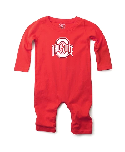 Wes & Willy Baby Boys and Girls Scarlet Ohio State Buckeyes Long Sleeve Romper