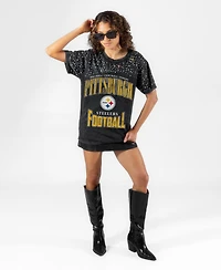 Gameday Couture Women's Pittsburgh Steelers the Zone Screen-Printed Micro Rhinestone T-Shirt