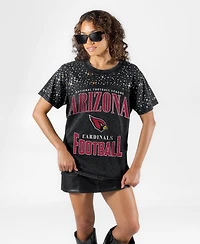 Gameday Couture Women's Arizona Cardinals the Zone Washed Micro Rhinestone Drop-Shoulder Garment-Washed T-Shirt